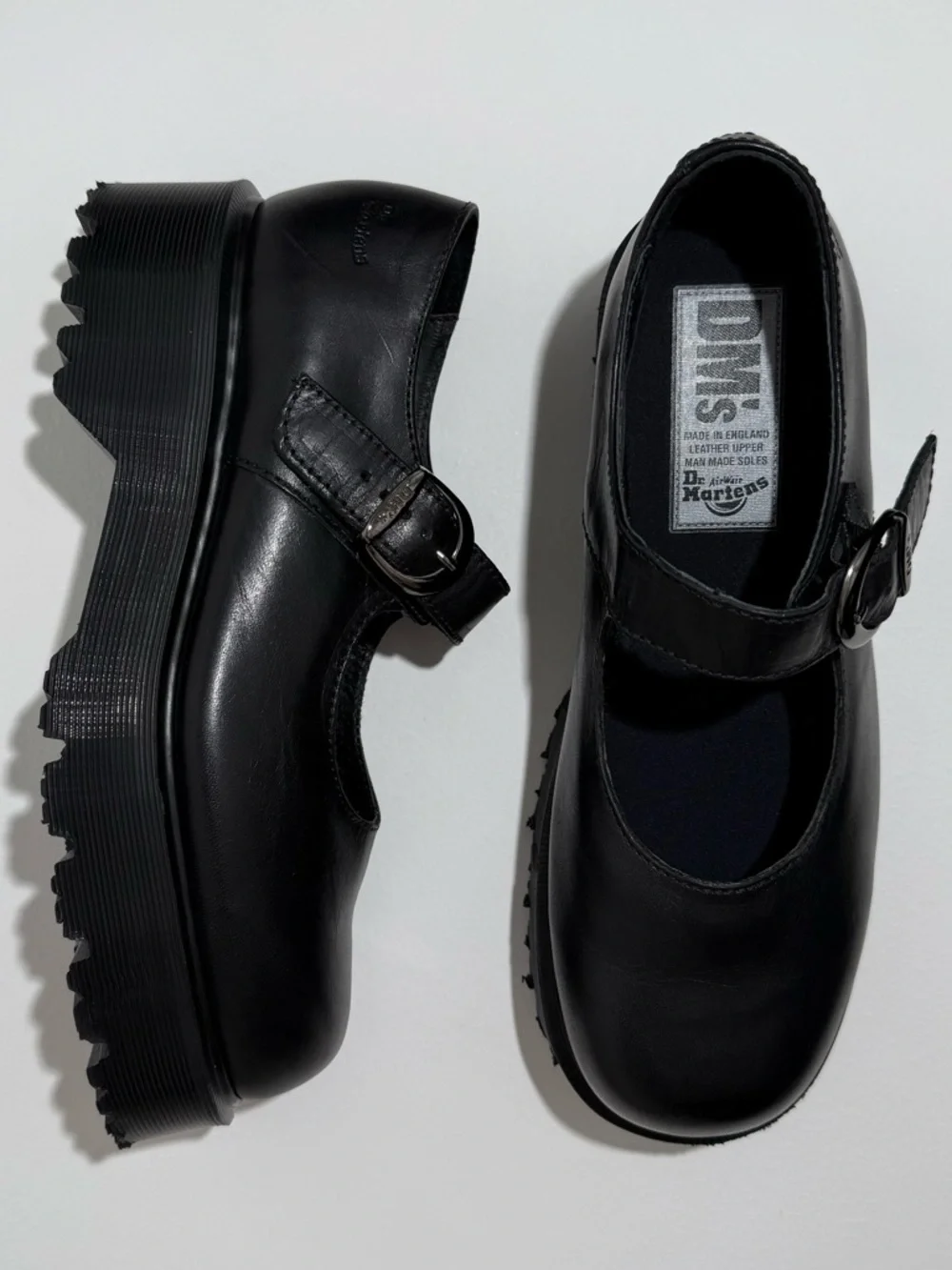 Vintage Dr. Martens Platform Black Leather Mary Janes UK 8